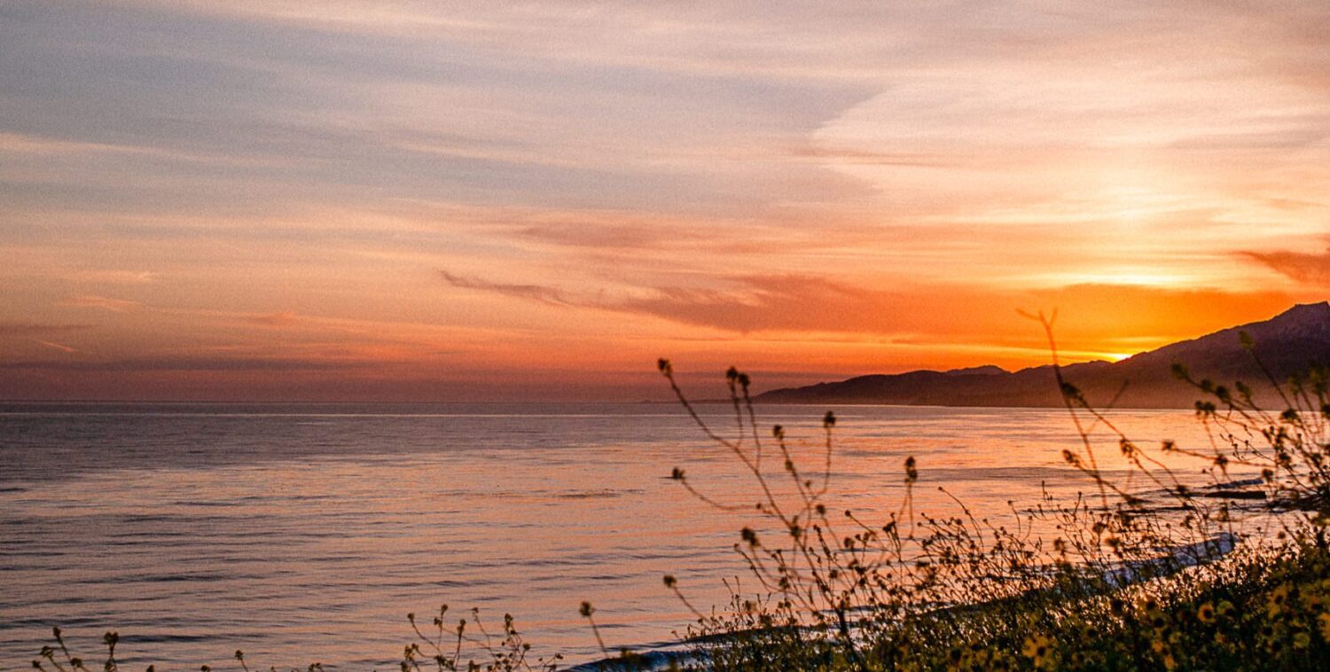 outdoor photography for a light guide of a sunset at gaviota california. 