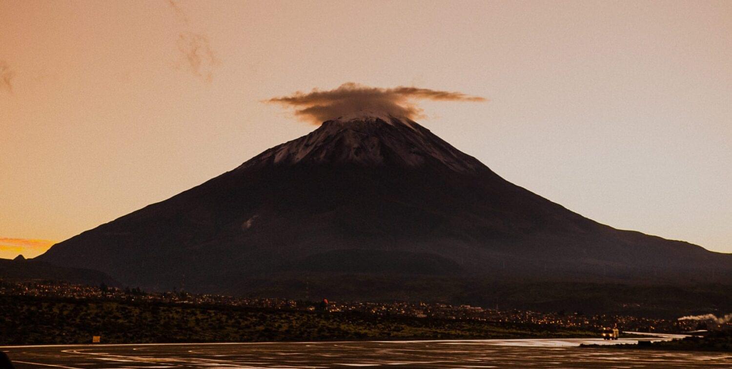 photography of the misti volcano in Peru at sunrise